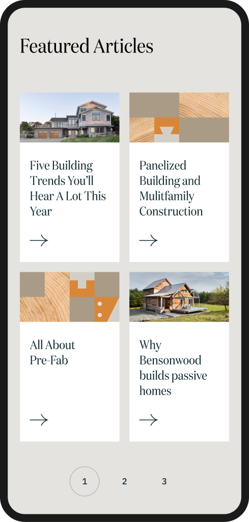 Featured articles grid on a phone